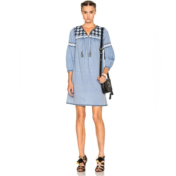 ULLA JOHNSON August Mini Dress in Chambray Size 4 - Picture 1 of 12